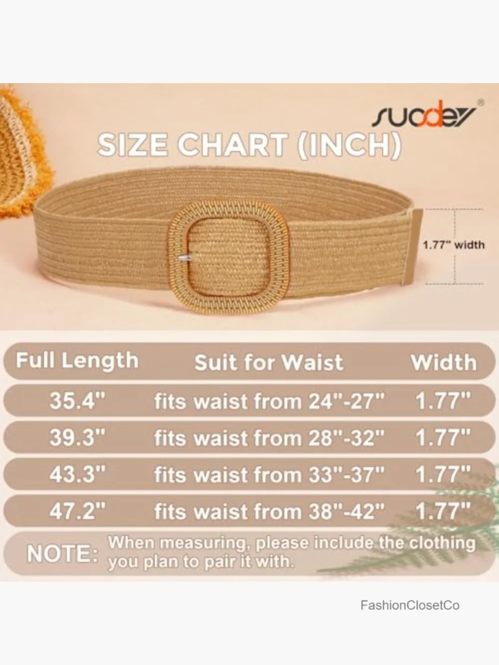 Straw Woven Stretchy Waist Belt for Women Dresses - Wide Boho Elastic Belt with